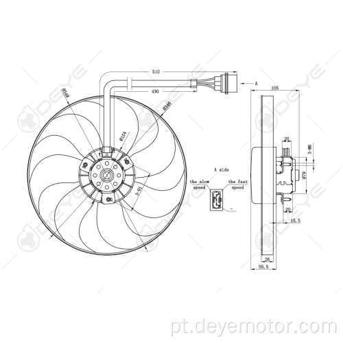 Ventilador de resfriamento do radiador 12v Dc para VW POLO